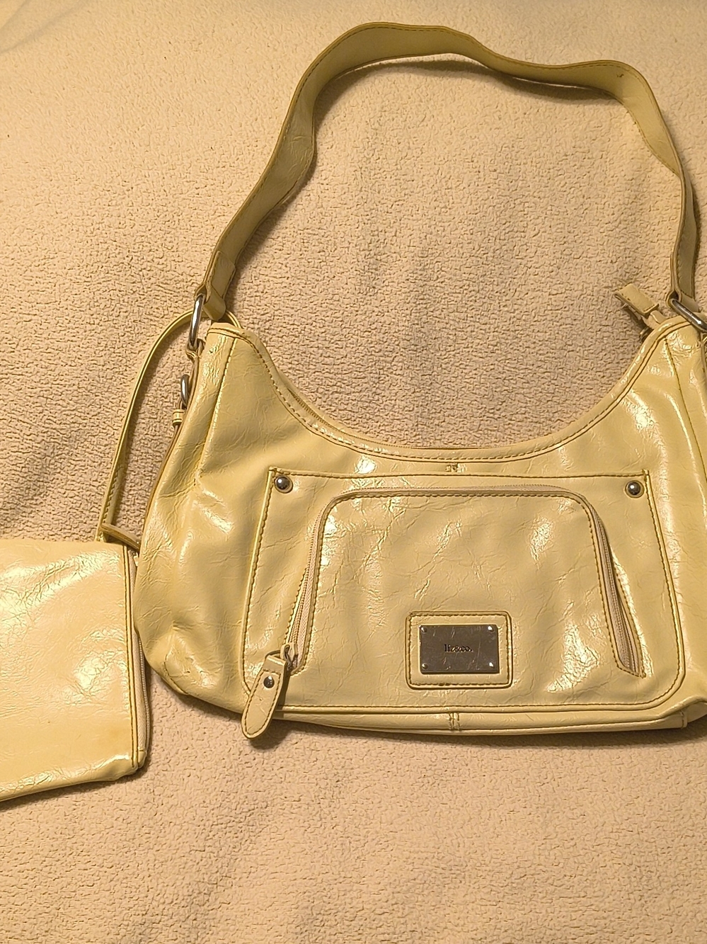 liz & co. Patent Shoulder Bag in Pale Yellow
